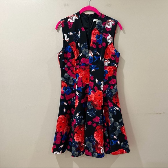 Boston Proper Dresses & Skirts - BOSTON PROPER Women 8 Fit&flare Dress Rose Floral Printed Red Black Swing